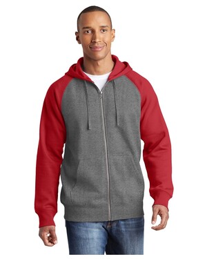 Raglan Colorblock Full-Zip Hooded Fleece Jacket