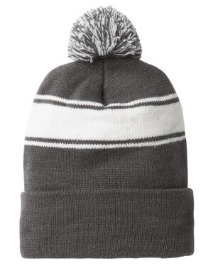 Stripe Pom Pom Beanie