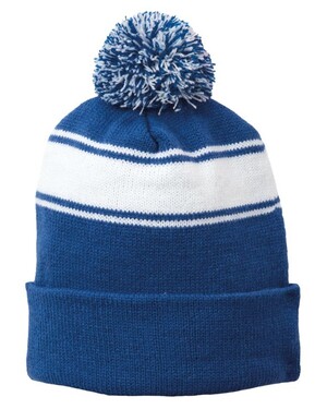 Stripe Pom Pom Beanie