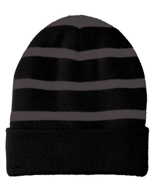 black striped beanie