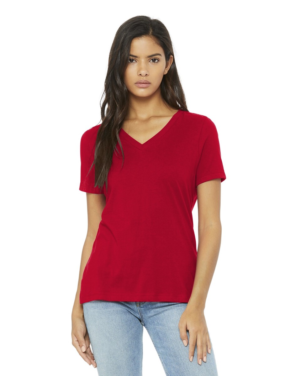 Bella + Canvas 6405 Women's Relaxed Jersey Short Sleeve V-Neck T-Shirt ...