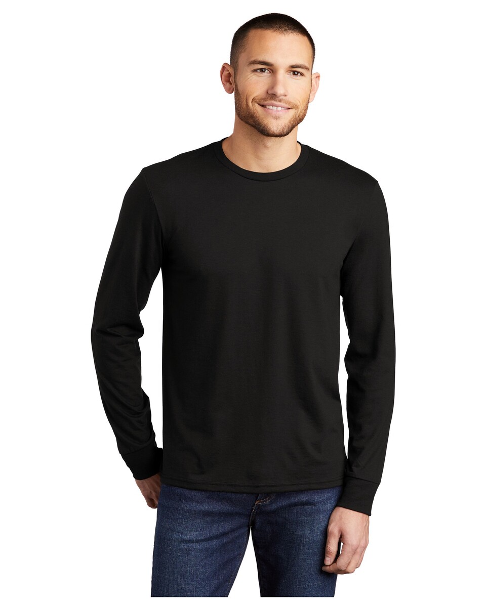 District DM132 Mens Perfect Tri Long Sleeve Crew T-Shirt - BlankApparel.com