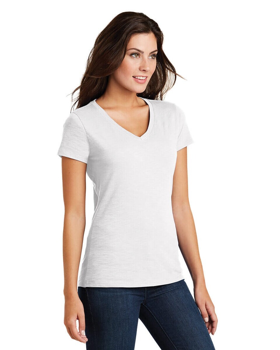 District DM3501 Women’s Super Slub® V-Neck Tee - BlankApparel.com