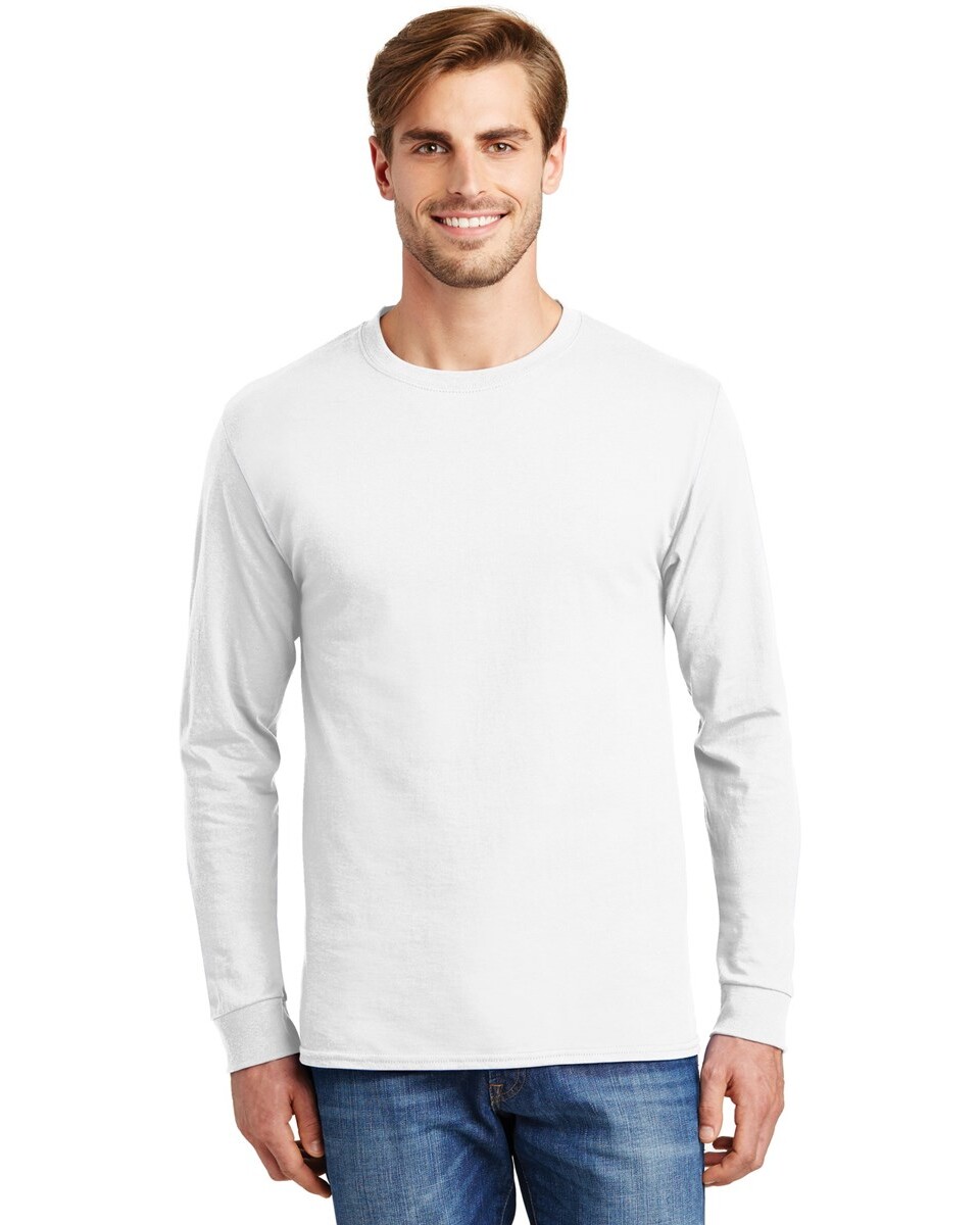 Hanes 5586 100% Cotton Long Sleeve T-Shirt - Apparel.com