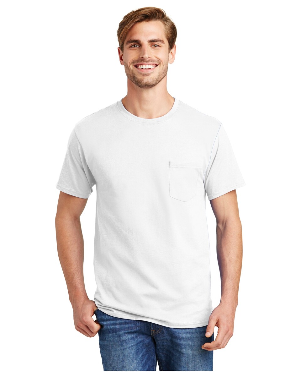 Hanes 5590 100% Cotton T-Shirt with Pocket - Apparel.com