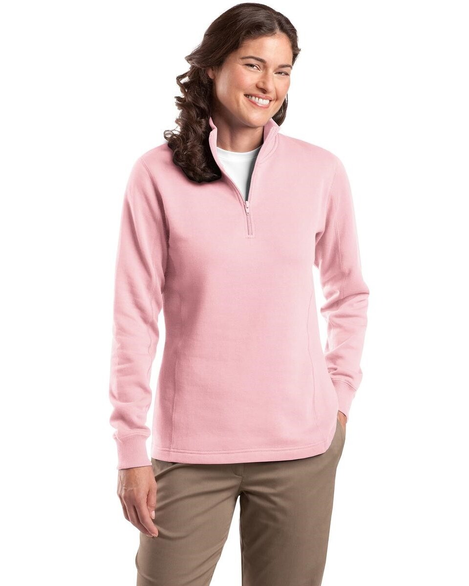 Sport-Tek Ladies' 1/4-Zip Sweatshirt - Ring-Spun Cotton/Poly Blend, Contoured Fit