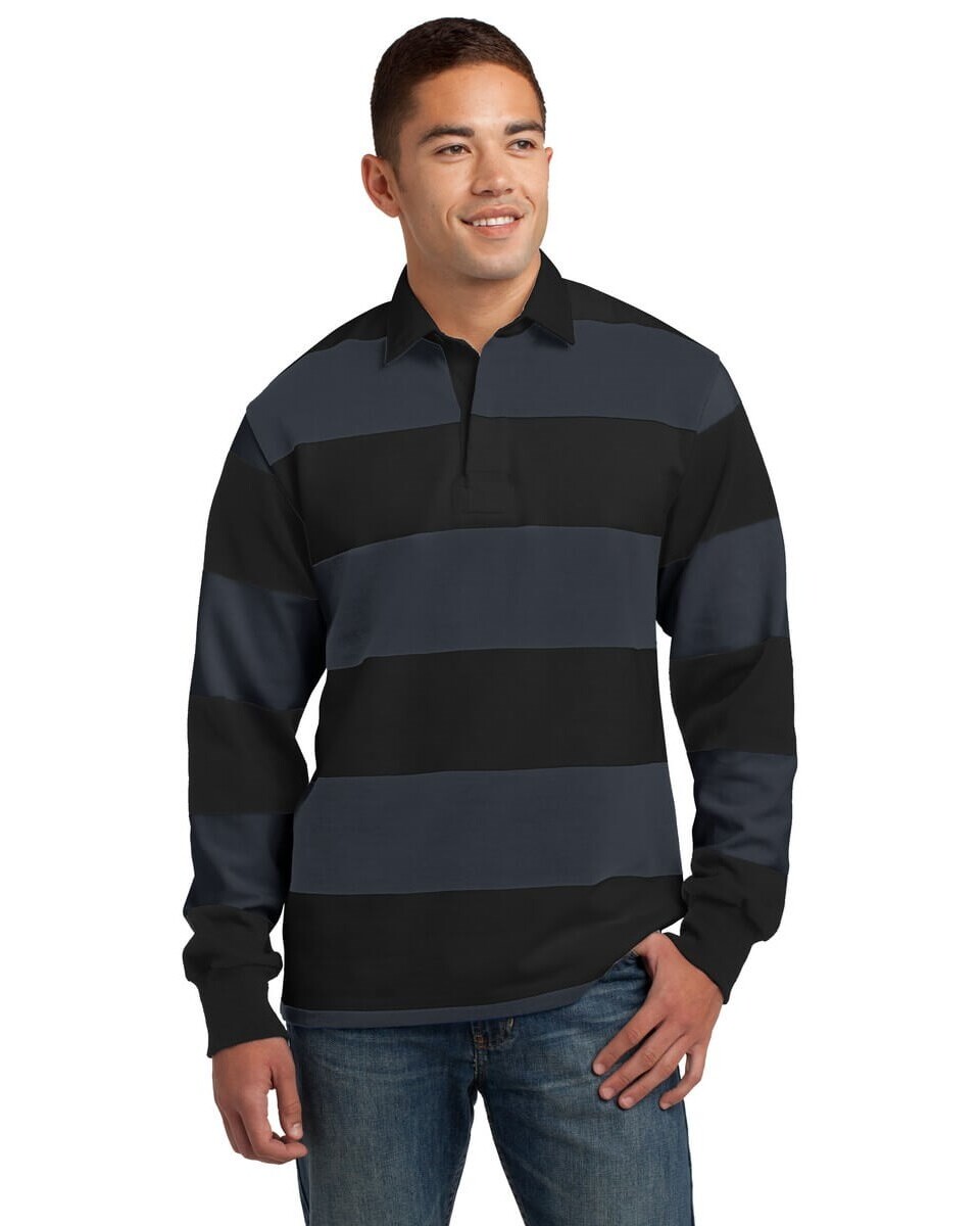 Sport-Tek ST301 Classic Long Sleeve Rugby Polo Shirt - Apparel.com