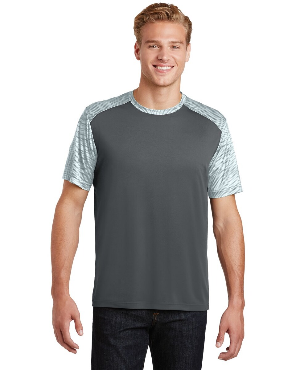 SPORT-TEK Men's Athletic Fit Colorblock T-Shirt - Moisture Wicking Performance Tee With Raglan Sleeves - View #3