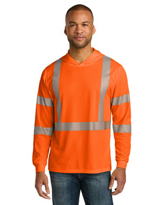 CornerStone CS208 UV Protection-ANSI 107 Class 3 Long Sleeve Segmented Tape Hooded T-Shirt UV Protection