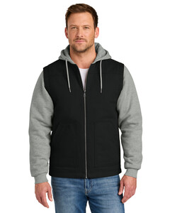 CornerStone CSJ42 Cotton/Polyester Blend-CornerStone Duck Fleece Full-Zip Hooded Jacket CSJ42 Cotton/Polyester Blend
