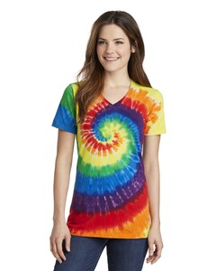 Port &amp; Co LPC147V Female-Women&#x2019;s Fitted Very Important Tee &amp;reg; Scoop Neck Essential Tie-Dye V-Neck T-Shirt Female