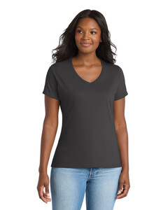 Port &amp; Co LPC381V Light (less than 5oz)-Women&#x27;s Essential Blended Performance V-Neck T-Shirt Light (less than 5oz)