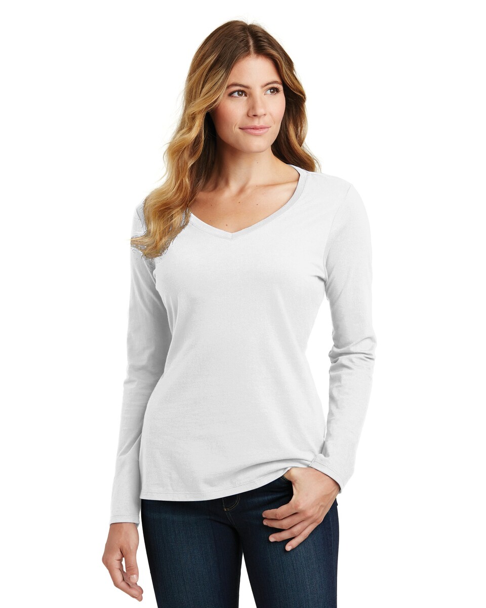 Port & Company LPC450VLS Ladies Long Sleeve Fan Favorite V-Neck T-Shirt