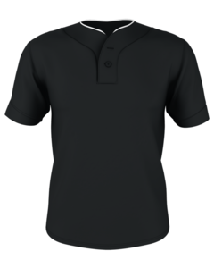Alleson Athletic 52MTHJ Black-Adult Two Button Mesh Baseball Jersey With Piping Black