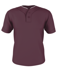 Alleson Athletic 52MTHJY Maroon-Youth Two Button Mesh Baseball Jersey With Piping Maroon