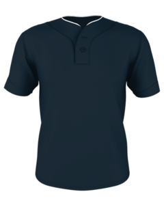 Alleson Athletic 52MTHJY Navy-Youth Two Button Mesh Baseball Jersey With Piping Navy