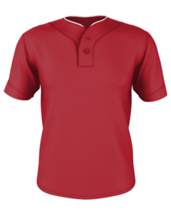 Alleson Athletic 52MTHJY Red-Youth Two Button Mesh Baseball Jersey With Piping Red