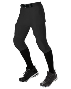 Alleson Athletic 675NFY Black-Youth No Fly Football Pant With Slotted Waist Black