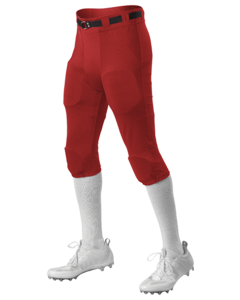 Alleson Athletic 682PY Red-Youth Integrated Knee Pad Football Pants Red