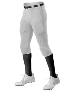 Alleson Athletic 682PY White-Youth Integrated Knee Pad Football Pants White