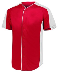 Augusta Sportswear 1656 Red-Youth Full-Button Baseball Jersey Red