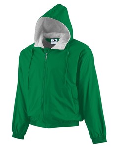 Augusta Sportswear 3281 Green-Youth Hooded Taffeta Jacket/Fleece Lined Green