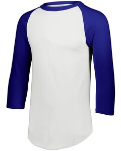 Augusta Sportswear 4421 White-Youth Three-Quarter Sleeve Baseball Jersey White