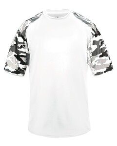 Badger 214100 White-Camo Sport Youth Tee White