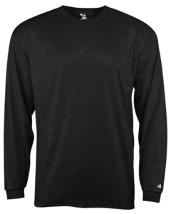 Badger 214500 Black-Line Embossed L/S Youth Tee Black