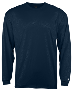 Badger 214500 Navy-Line Embossed L/S Youth Tee Navy