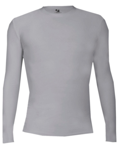Badger 260500 Gray-Pro-Compression L/S Youth Crew Gray