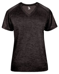 Badger 417500 Black-Tonal Blend Women's V-Neck Tee Black