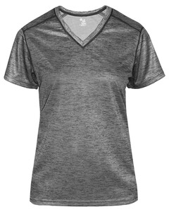 Badger 417500 Gray-Tonal Blend Women's V-Neck Tee Gray