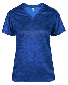 Badger 417500 Blue-Tonal Blend Women's V-Neck Tee Blue