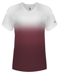 Badger 420700 Maroon-Ombre Women's V-Neck Tee Maroon