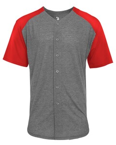 Badger 495000 Red-Tri-Blend Full Button Tee Red