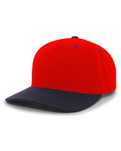 Pacific Headwear 302C Red-Cotton-Poly Hook-And-Loop Adjustable Cap Red