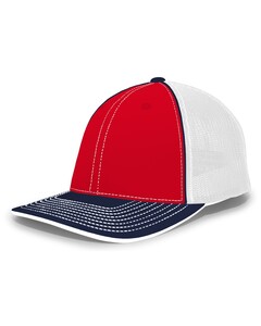 Pacific Headwear 404M Red-PacFlex Trucker Hat Red