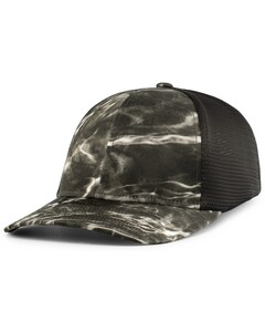 Pacific Headwear P691 Black-Mossy Oak&reg; Low-Profile Trucker PacFlex Cap Black