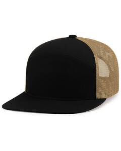 6-PANEL ARCH TRUCKER SNAPBACK CAP Black Pacific Headwear P787 Black