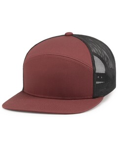 6-PANEL ARCH TRUCKER SNAPBACK CAP Red Pacific Headwear P787 Red
