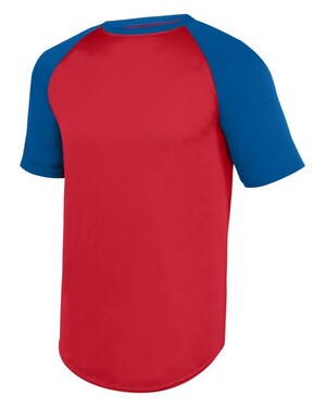 Augusta 1508A-Red- Black-L Wicking Short Sleeve Baseball