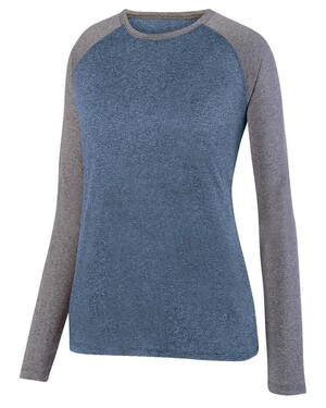 Augusta XL Kinergy Two Color Long Sleeve Raglan Tee Dark Green  Heather/Graphite Heather 2815