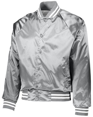 Satin Baseball Jacket Striped Trim