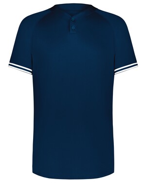 Augusta Sportswear 6906 Youth Cutter+ Henley Baseball Jersey - Columbia blue/navy - L