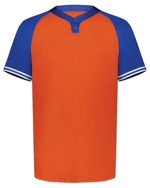 Augusta Sportswear 6906 Youth Cutter+ Henley Baseball Jersey - Orange/Royal - S