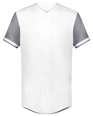 Augusta 6909 Cutter+ Full Button Baseball Jersey - White Graphite - Adult S