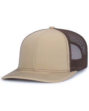 Pacific Headwear Blank Trucker Mesh Hat - Khaki, Brown Mesh - Trenz Shirt  Company