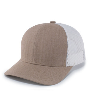 Pacific Headwear Blank Trucker Mesh Hat - Khaki, Brown Mesh