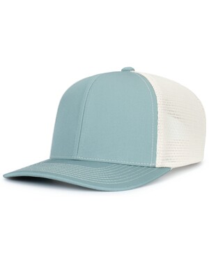 Pacific Headwear Standard Trucker Pacflex Cap - Columbia Blue/White, Mid-Profile, Breathable Mesh Back - View #3